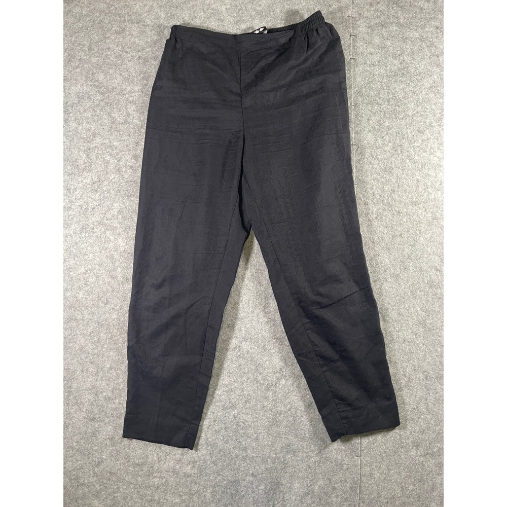 Khaadi Black Cotton Jacquard Tapered Pants Womens Size 8 Elastic Waist Damask